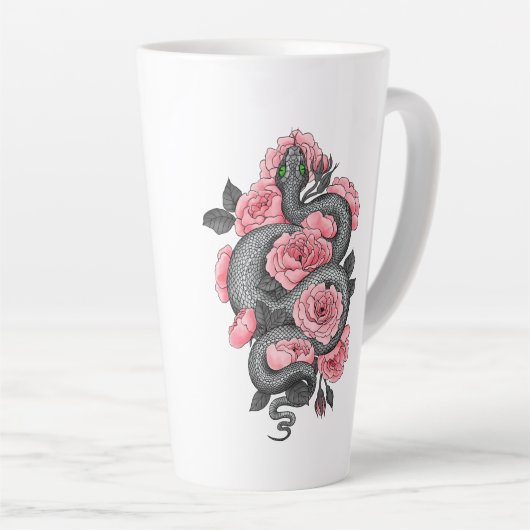 Rozen voor slangen en perziken latte mok (Rechterhoek)