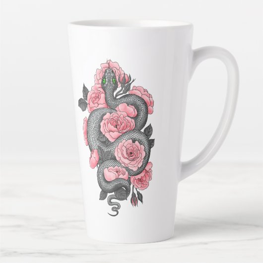 Rozen voor slangen en perziken latte mok (Rechts)