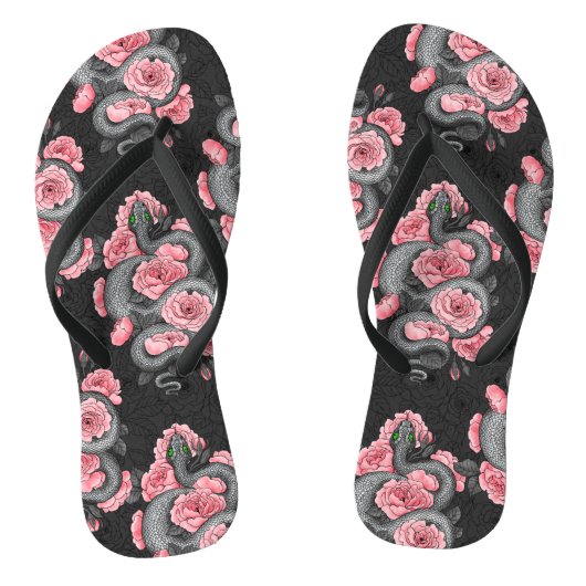 Rozen voor slangen en perziken teenslippers (Voetbed)