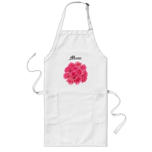 Rozen Vrouw Mama Tee Shirt Lang Schort (Voorkant)