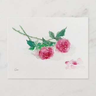 Rozen Waterverf Bloemen Briefkaart