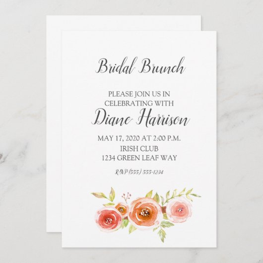 Rozen Waterverf Bloemen bruiloft bruids Kaart (Voorkant / Achterkant)