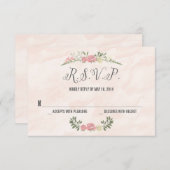 Rozen Waterverf Bruiloft RSVP Kaart (Voorkant / Achterkant)