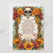 💀Rozen Waterverf Día de Muertos Party Invitation Kaart (Achterkant)