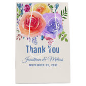 Rozen Waterverf Floral Weddenschap Hartelijk dank Medium Cadeauzakje (Voorkant)