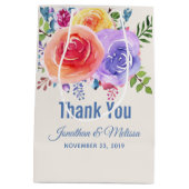 Rozen Waterverf Floral Weddenschap Hartelijk dank Medium Cadeauzakje (Achterkant)