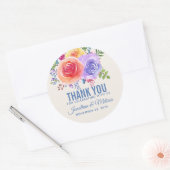 Rozen Waterverf Floral Weddenschap Hartelijk dank Ronde Sticker (Envelop)