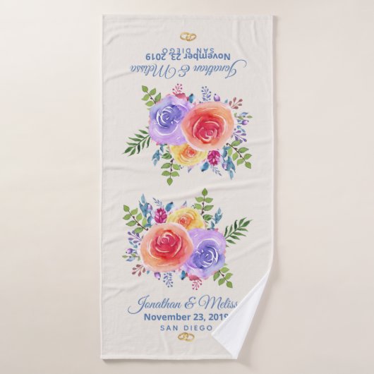 Rozen Waterverf Floral Wedding Bad Handdoek (Badhanddoek)