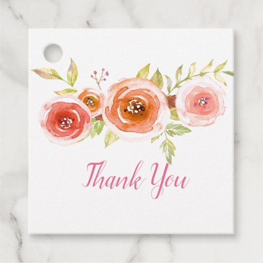 Rozen Waterverf Floral Wedding Bedankjes Labels (Voorkant)