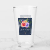 Rozen Waterverf Floral Wedding Glas (Voorkant)