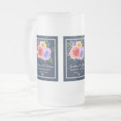 Rozen Waterverf Floral Wedding Matglas Bierpul (Voorkant links)