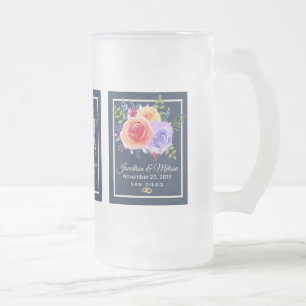 Rozen Waterverf Floral Wedding Matglas Bierpul