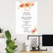 Rozen Waterverf Floral Wedding Menu Kaart Poster (Thuiskantoor)