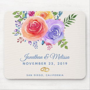 Rozen Waterverf Floral Wedding Muismat