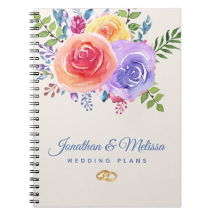 Rozen Waterverf Floral Wedding Plans Notitieboek
