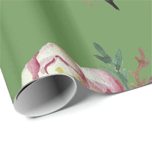 Rozen Waterverf inpakpapier, 30 in x 6 ft Cadeaupapier (Rol Hoek)
