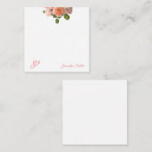 Rozen Waterverf Kunst Elegant Monogram Sjabloon (Voorkant / Achterkant)