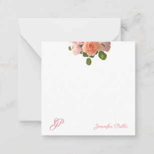 Rozen Waterverf Kunst Elegant Monogram Sjabloon