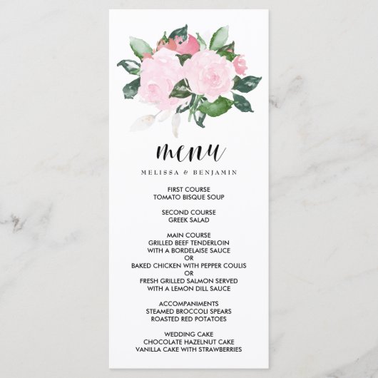 Rozen Waterverf  Weddenschappen Menu (Voorkant)