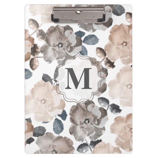  Rozen Wedding Monogram Clip Board Klembord (Voorkant)
