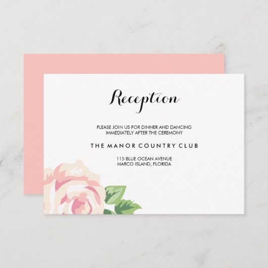 Rozen Wedding Reception Kaart (Voorkant / Achterkant)