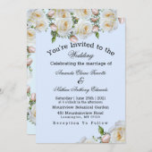 Rozen White roze Greenery Wedding Invitation (Voorkant / Achterkant)