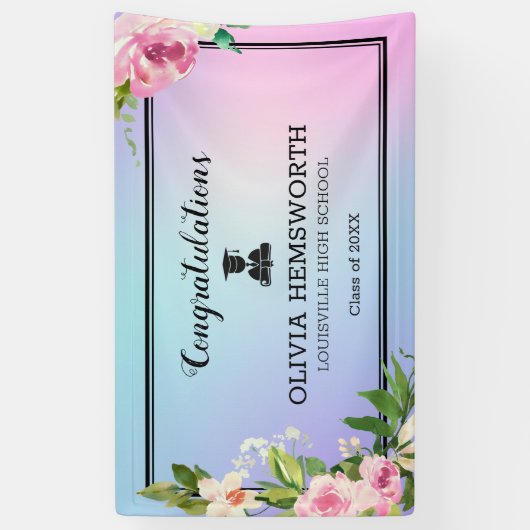 Rozen Wreath Afstuderen Spandoek (Verticaal)