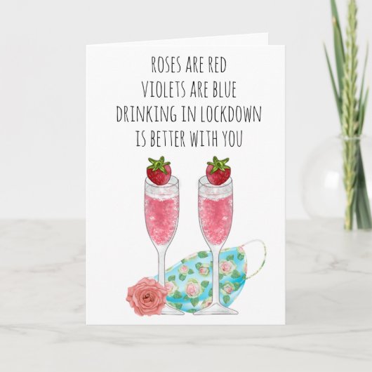 Rozen zijn een rode, grappige Lockdown Quarantine Kaart (Voorkant)