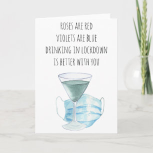 Rozen zijn een rode, grappige Lockdown Quarantine Kaart