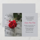 Rozen zijn een roodpianovernodiging kaart (Voorkant / Achterkant)