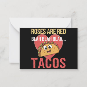 Rozen zijn Red Blah Tacos Valentijnsdag Food Lover Notitiekaartje