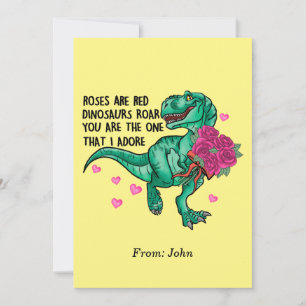 Rozen zijn Red Funny Dinosaur Valentijnsdag Kaart