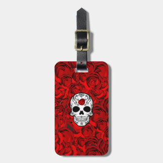 Rozen zijn rode dag van de dode suikerschedel bagagelabel