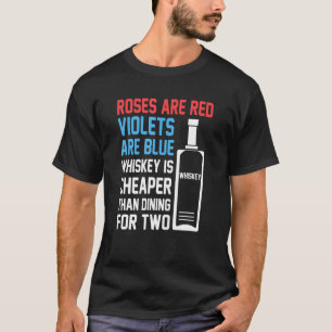 Rozen zijn rode whisky Drink ontwerp voor Valentin T-shirt