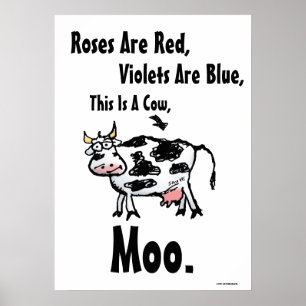 Rozen zijn rood - dit is een Koe grappig Poster