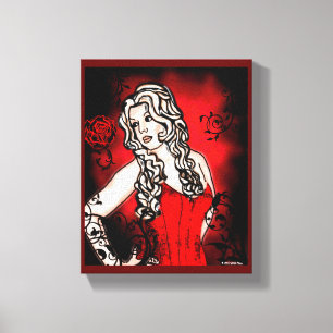 Rozen zijn Rood Gothic Wrapped Canvas Afdruk