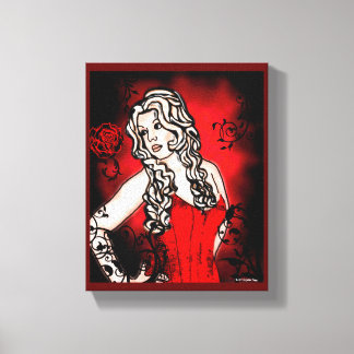 Rozen zijn Rood Gothic Wrapped Canvas Afdruk