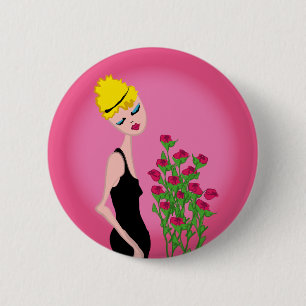 rozen zijn rood ronde button 5,7 cm
