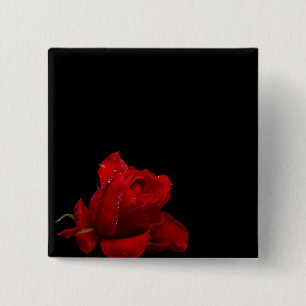 Rozen zijn rood vierkante button 5,1 cm