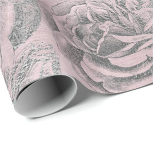 Rozen Zilvergrijs Floral Roze Roze astel Velvet Cadeaupapier