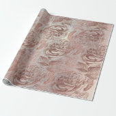 Rozen Zilvergrijze Roos Goud Blush Roze Cadeaupapier (Uitgerold)