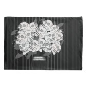 Rozen zwart-wit kussensloop (Achterkant)