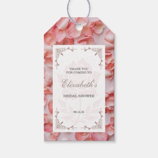 Rozenblaadje Bruidsfeest Favor Tag Cadeaulabel (Voorkant)