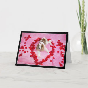 Rozenblaadjes En Cavalier King Charles Spaniel Kaa Feestdagen Kaart
