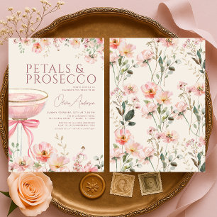 Rozenblaadjes & Prosecco Roze Coquette Strik Bruid Kaart
