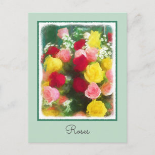 Rozenbolletje - Kute Original Flower Art Briefkaart
