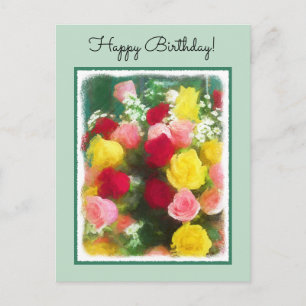 Rozenbolletje - Kute Original Flower Art Briefkaart