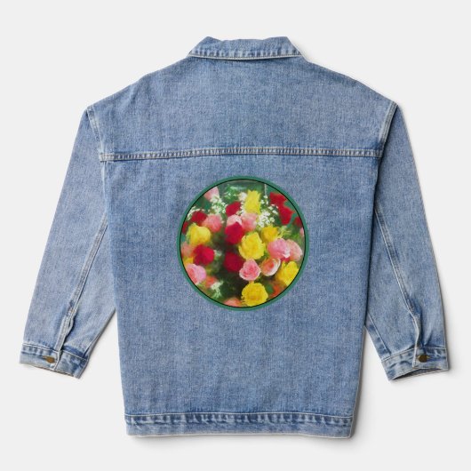 Rozenbolletje - Kute Original Flower Art Denim Jacket (Achterkant)