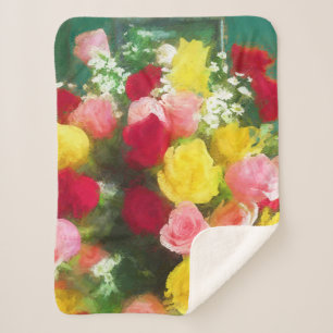 Rozenbolletje - Kute Original Flower Art Sherpa Deken