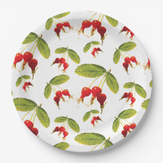 Rozenbottelpatroon 4 hoeken papieren bordje